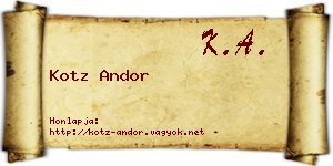 Kotz Andor névjegykártya